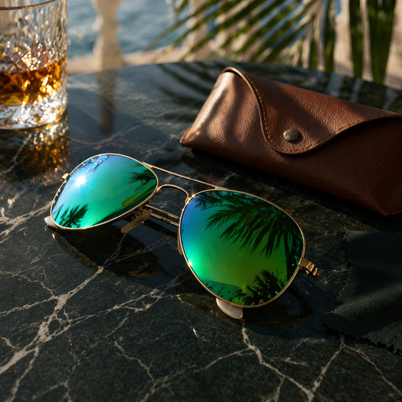 Ray-Ban Cockpit Aviator 112/19 Green Mirror 60mm Sunglasses + Case Cleaning Kit main image 6